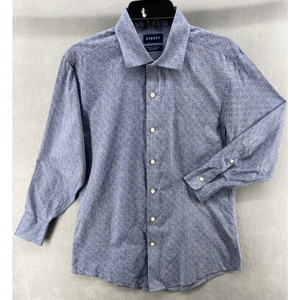 Stantt Shirt Mens Customized Datafit Blue‎ with White Circles Long Sleeve